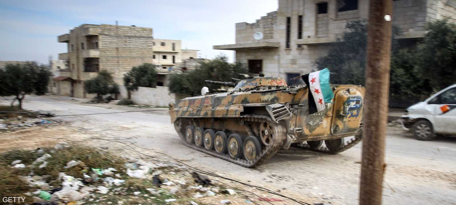 دبابة للقوات الحكومية سيطرت عليها المعارضة المسلحة