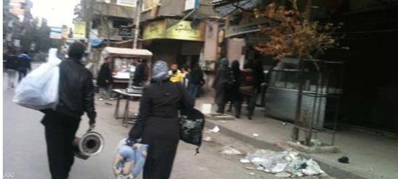 نزوح في مخيم اليرموك في العاصمة دمشق