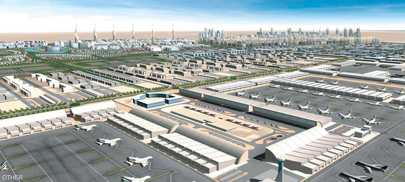 مجسم لمطار آل مكتوم الدولي (من موقع المطار الإلكتروني)