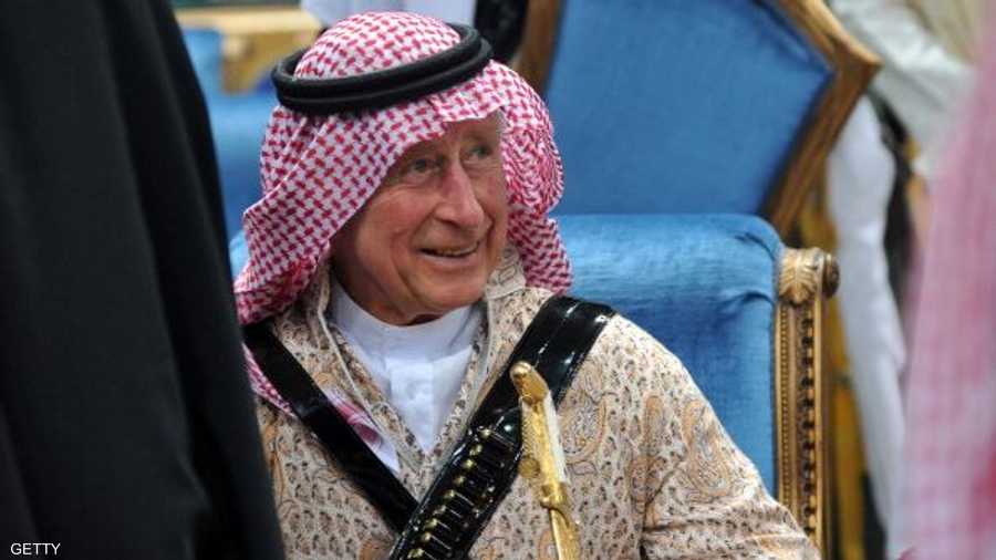 الأمير تشارلز لدى وصوله للمشاركة فى مهرجان الجنادرية.