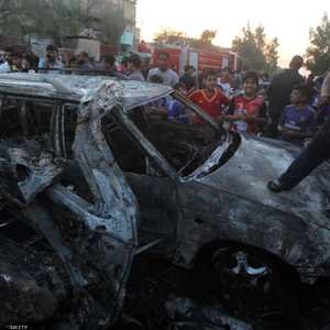 آثار تفجير ضرب العاصمة العراقية بغداد في 15 مايو 2014.