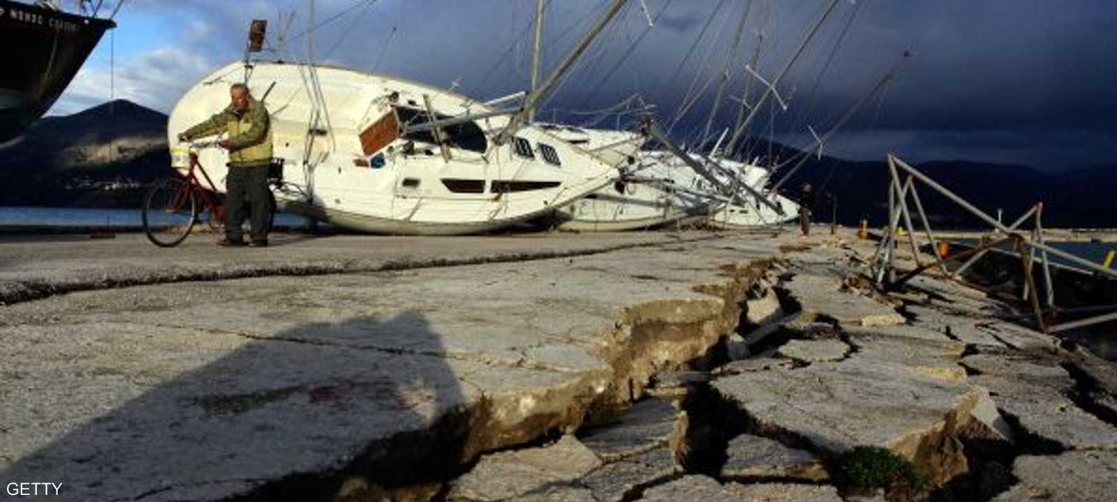 من زلزال سابق ضرب إحدى جزر اليونان - أرشيفية