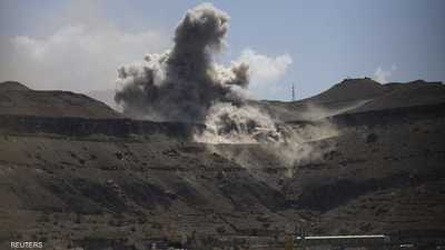 آثار لقصف أهداف لمقاتلات عاصفة الحزم 19 أبريل 2015