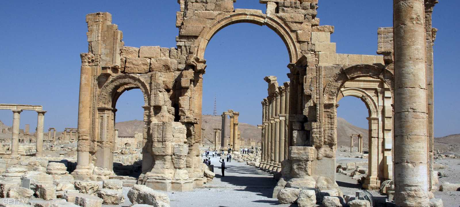 جانب من آثار تدمر إلى الشمال الشرقي من العاصمة السورية دمشق - أرشيف.