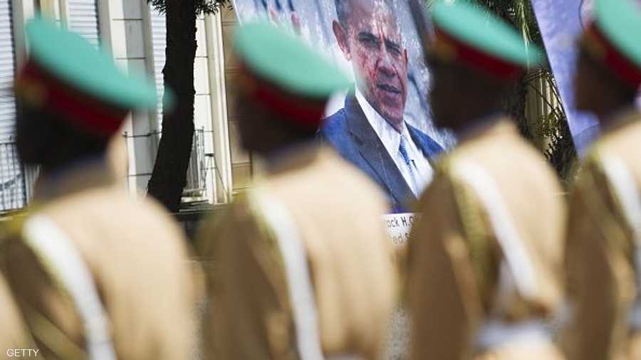 حرس الشرف الإثيوبي خلال زيارة الرئيس الأميركي باراك أوباما 