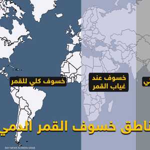 مناطق مشاهدة ظاهرة خسوف القمر الدامي التي لن تتكرر إلا نادرا
