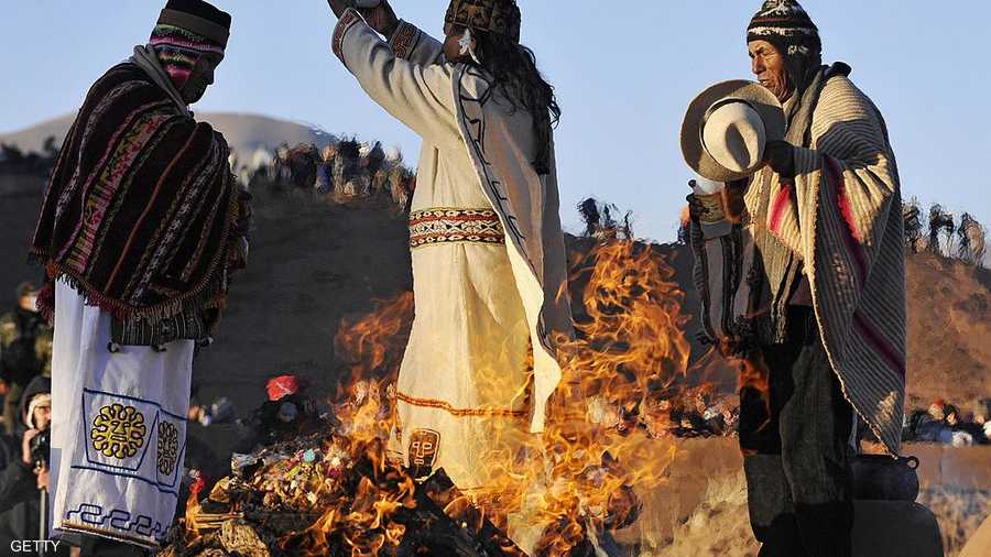 جانب من احتفالات شعب الإيمارا بالسنة الجديدة في أميركا الجنوبية