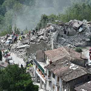 من أثار الزلزال الذي ضرب إيطاليا في أغسطس 2017