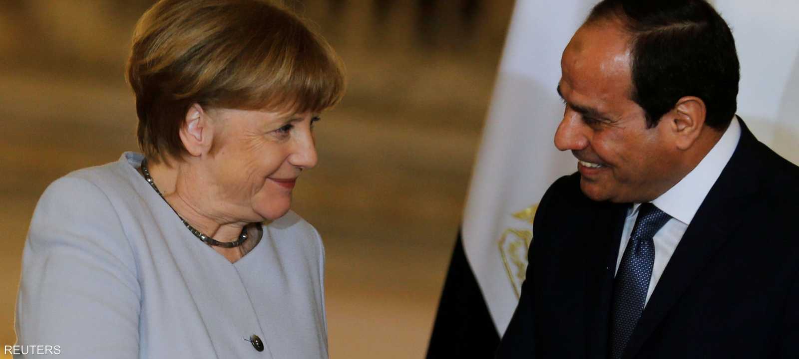 السيسي لدى استقباله المستشارة الألمانية أنغيلا ميركل