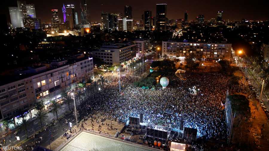 تجمع نحو 20 ألفا من أنصار اليسار في ميدان رابين بتل أبيب