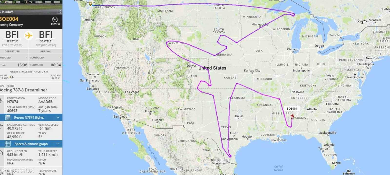 الطائرة رسمت مجسما لها عبر المسارات التي سلكتها