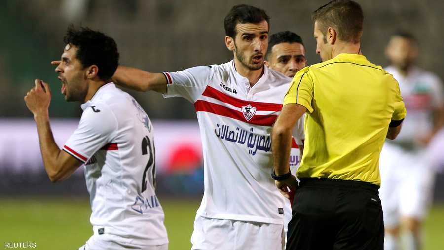 نجم الزمالك محمد إبراهيم تعرض للطرد قرب نهاية المباراة