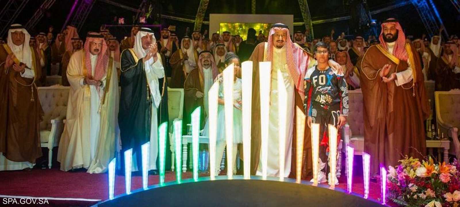 جانب من افتتاح مشروع القدية غربي الرياض