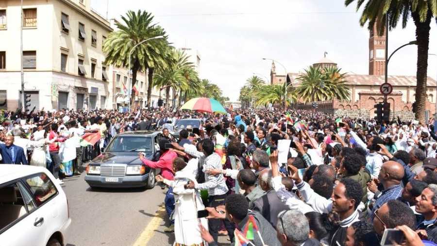 استقبال شعبي تاريخي لرئيس الوزراء الإثيوبي في أسمرة