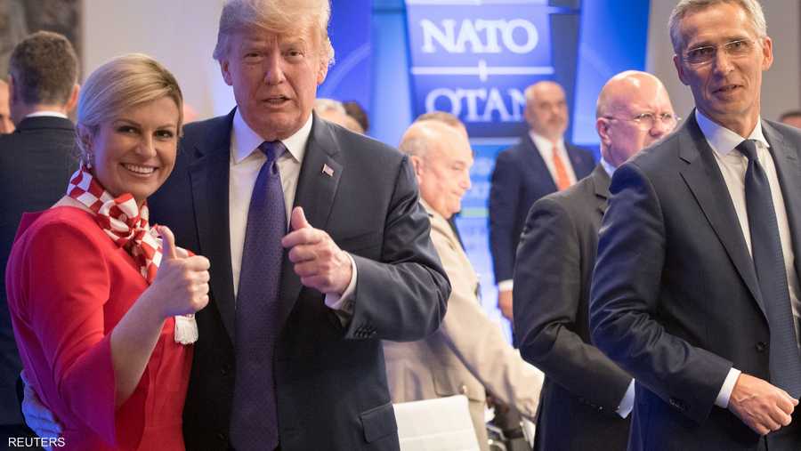 رئيسة كرواتيا في صورة مع الرئيس الأميركي