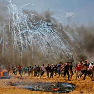 جانب من الاشتباكات على حدود قطاع غزة.