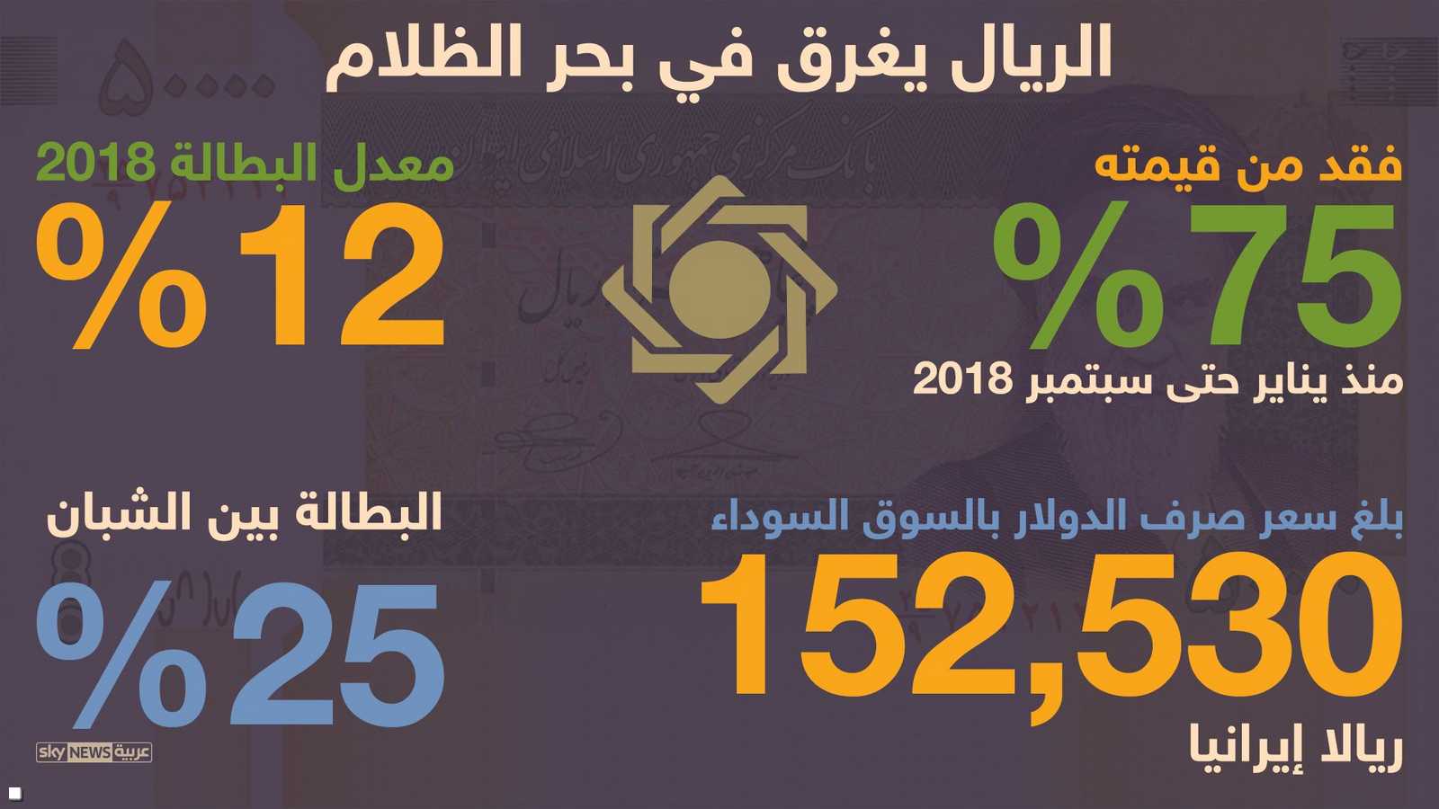 تراجع سعر الريال منذ بداية العام بنحو الثلثين