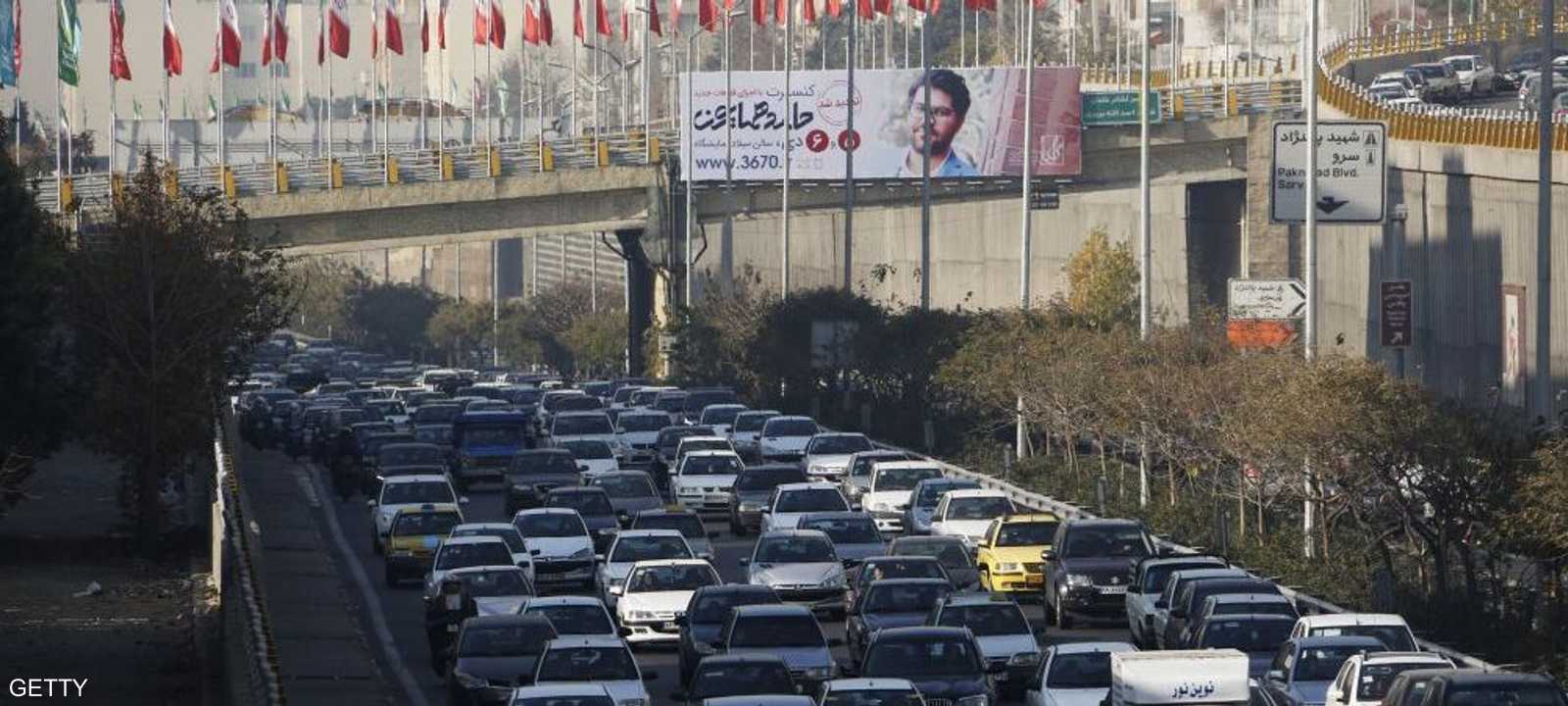 جانب من الازدحام المروري في العاصمة الإيرانية طهران.