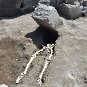 هياكل عظمية لأحد الهاربين من البركان