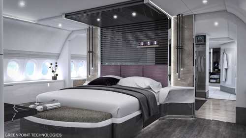 غرفة النوم الرئيسية في مؤخرة الطائرة من غرينبوينت تيك