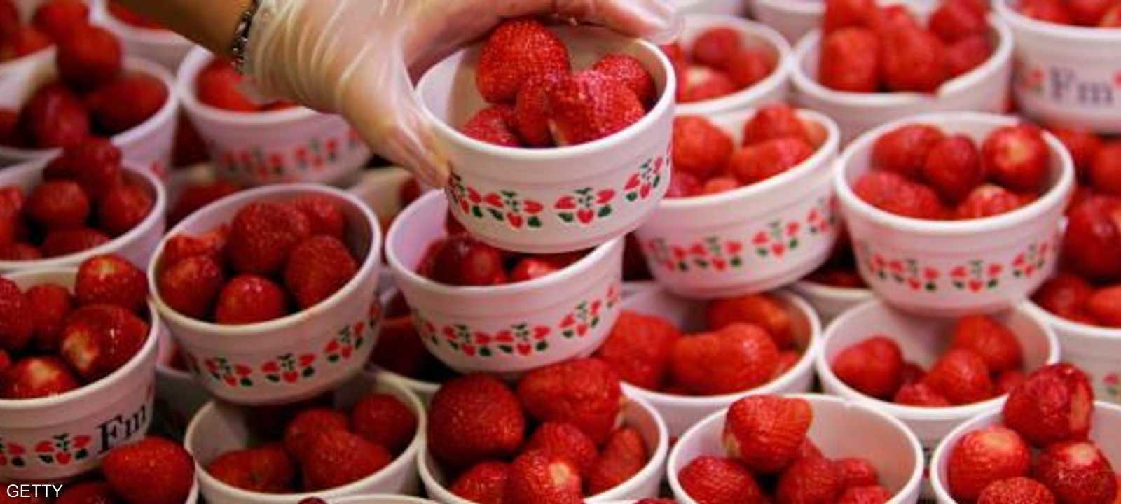 تحتوي الفراولة على نسبة كبيرة من بقايا المبيدات