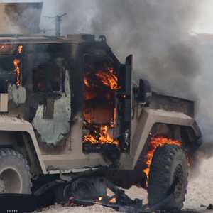 جانب من التفجير الذي استهدف رتلا عسكريا في الحسكة.