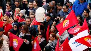 تظاهرة رافقت الإضراب العام الذي شهدته تونس، الخميس.