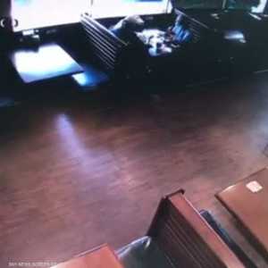 سيارة تقتحم مطعما بسرعة هائلة