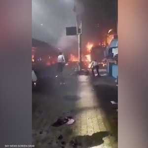 الصور الأولى لحريق محطة مصر
