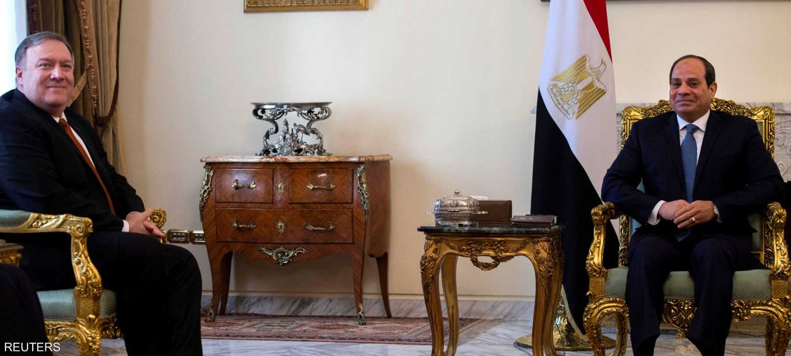 السيسي التقى بومبيو وكوشنير خلال الزيارة