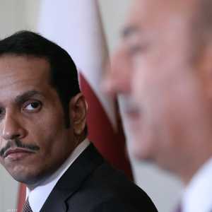 وزير الخارجية القطري في مؤتمر صحفي مع نظيره التركي في أنقرة.