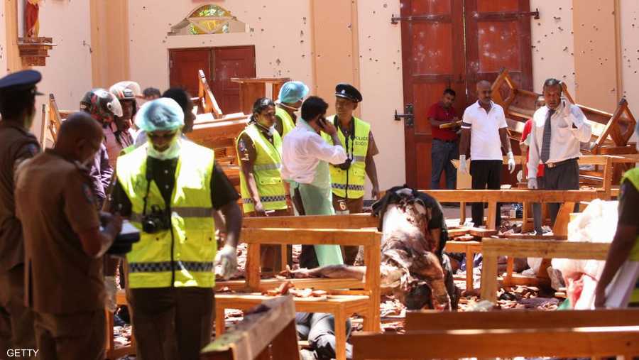 آثار الهجوم الإرهابي على كنيسة سان سيباستيان في العاصمة.