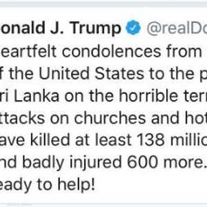ترامب قال في تغريدة حذفها إن 138 مليون شخص قتلوا في سريلانكا