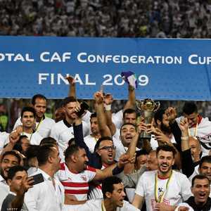 لاعبو الزمالك يحتفلون بالفوز