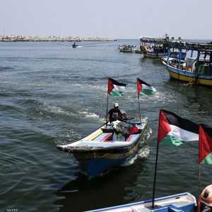 قوارب صيد قبالة شواطئ غزة