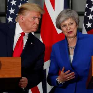 ترامب وماي في المؤتمر الصحفي بينهما.