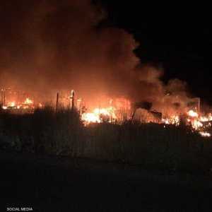 انتشار لقطات تظهر حريقا ضخما شب في المخيم نفسه