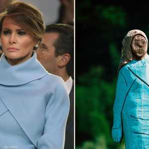 تمثال لميلانيا ترامب في سلوفينيا وهي ترتدي الزي الأزرق