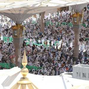 حجاج يؤدون صلاة الجمعة في المسجد النبوي