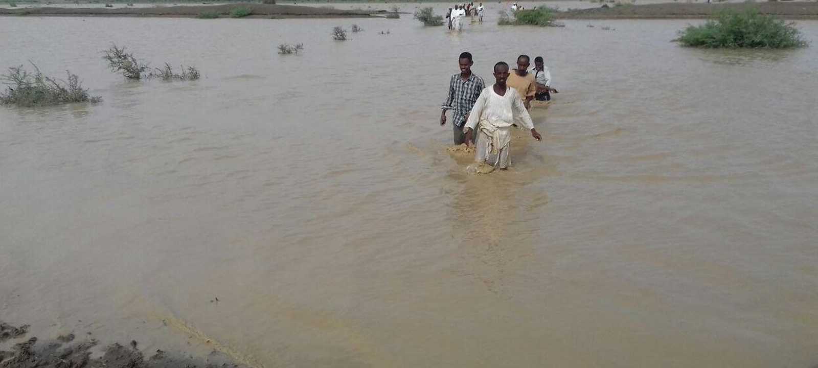 جانب من الفيضانات والسيول التي ضربت أجزاء من السودان.