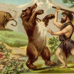 صورة تجسد مواجهة بين دب الكهوف والإنسان