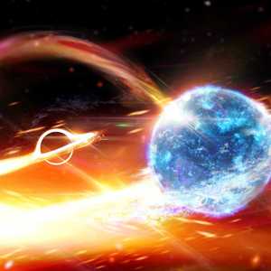 رسم توضيحي للثقب الأسود وهو يلتهم النجم النيوتروني