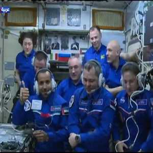 اللحظات الأولى لدخول المنصوري لمحطة الفضاء الدولية