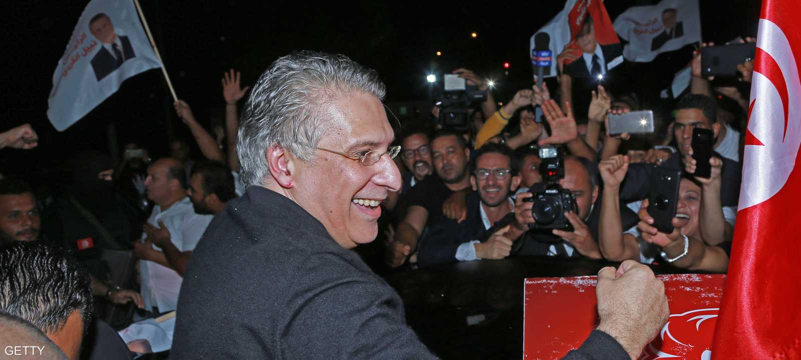 نبيل القروي لحظة الإفراج عنه الليلة الماضية.