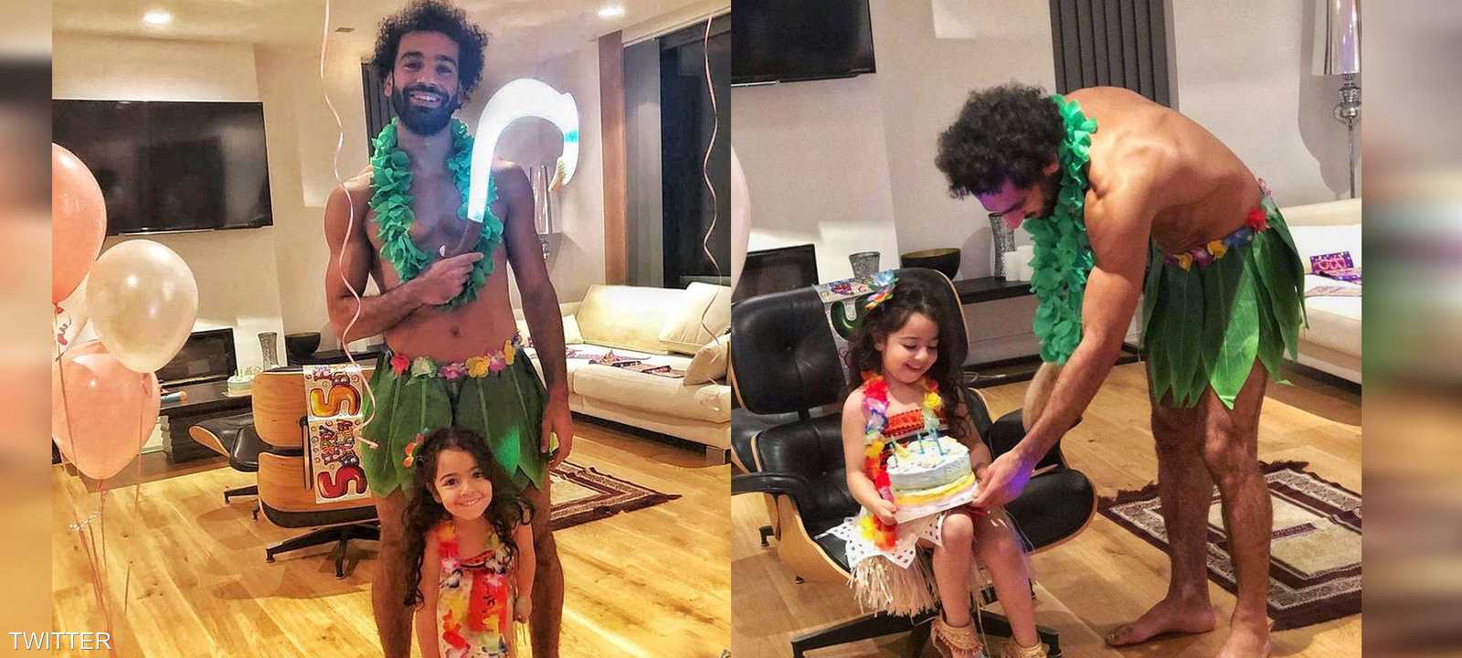 محمد صلاح الماوي مع ابنته في عيد ميلادها الخامس