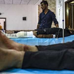 جرحى مدنيون أصيبوا في المعارك الدائرة في مدينة رأس العين