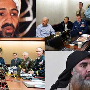 صور فريقي ترامب وأوباما خلال مقتل البغدادي وبن لادن