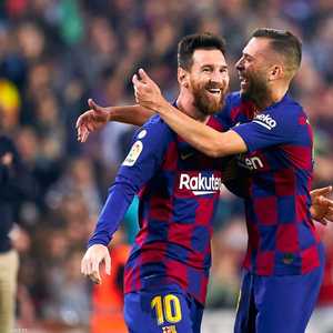 ميسي يحتفل بتسجيل هدف بمرمى بلد الوليد