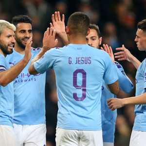 لاعبو مانشستر سيتي يحتفلون بالفوز