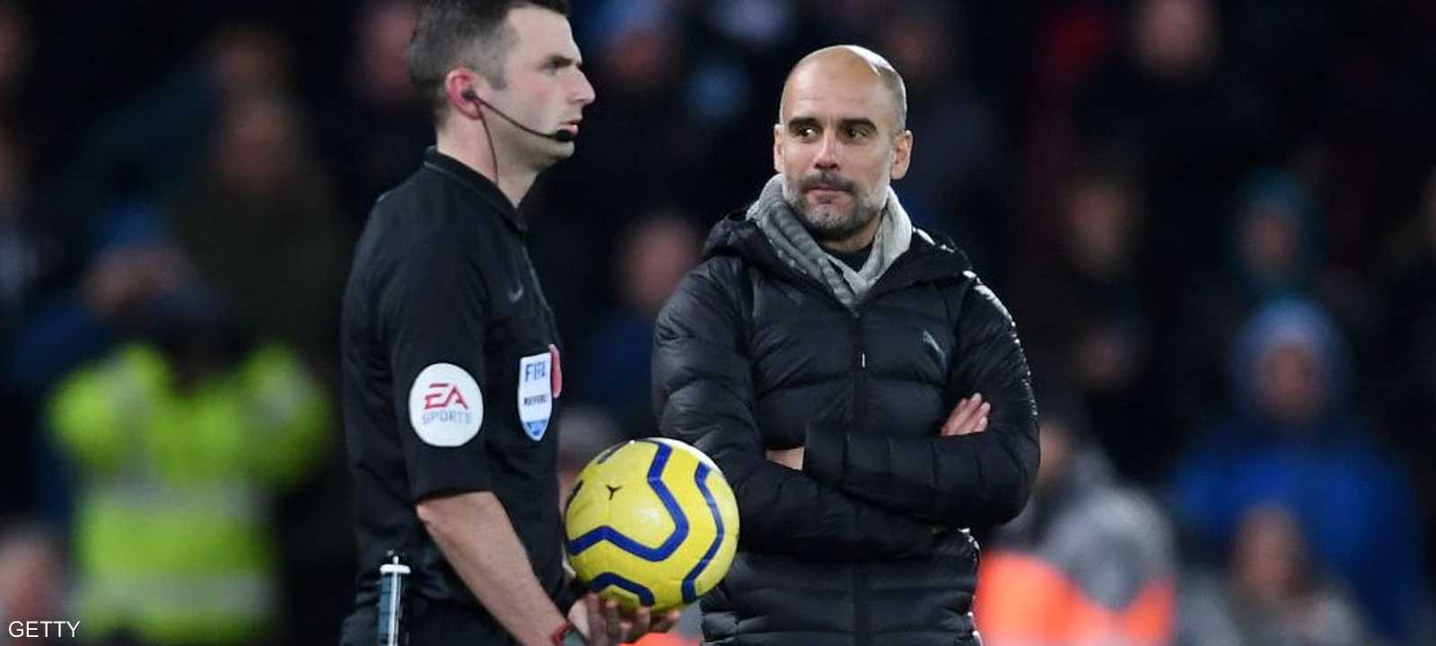 خلال المباراة اعترض غوارديولا بشدة على بعض قرارات التحكيم